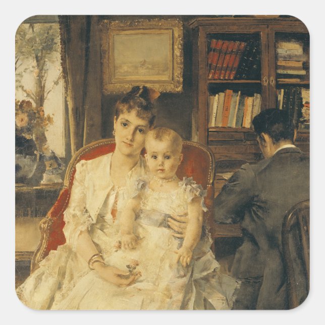 Alles Glück c.1880 Quadratischer Aufkleber (Vorderseite)
