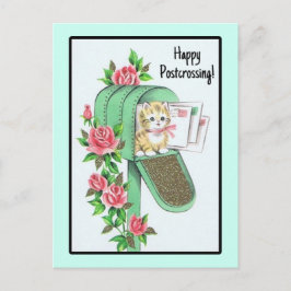 Alles Gute beim Postüberqueren! Vintages Kitten in Postkarte