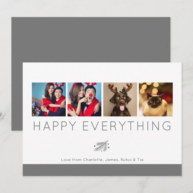 Alles Gute für den Urlaub Foto Gray Foliage Card Einladung (Vorne/Hinten)