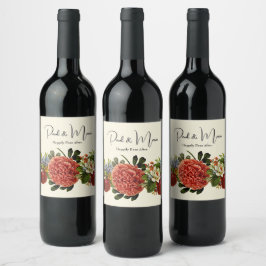 Alles Gute nach BOHO Retro-Blumenstrauß Weinetikett