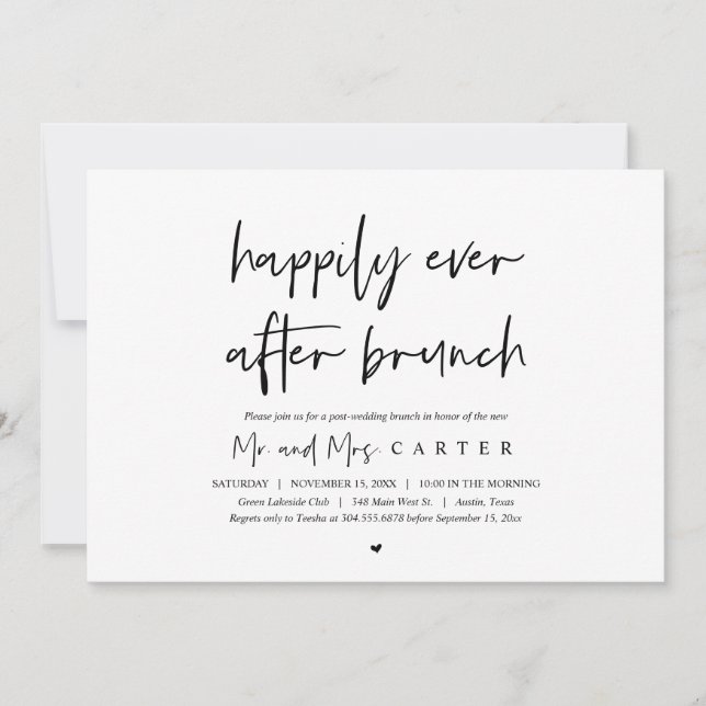 Alles Gute nach dem Brunch, nach der Hochzeit Einladung (Vorderseite)
