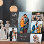 Alles Gute nach jedem Hochzeitstag Foto Fotoplatte<br><div class="desc">Hochzeitstag Foto-Plakette, die Sie mit 5 Ihrer Lieblings-Fotos personalisieren und für eine beliebige Anzahl von Jahren anpassen können. Die Formulierung lautet "# Jahre in unserem glücklichen immer nachher" und die Vorlage ist für Sie bereit, das Jubiläumsjahr, Ihren Namen und das feststehende Datum hinzuzufügen. Das Design hat einen Holzkohle-schwarzen Chalkboard-Look, mit...</div>
