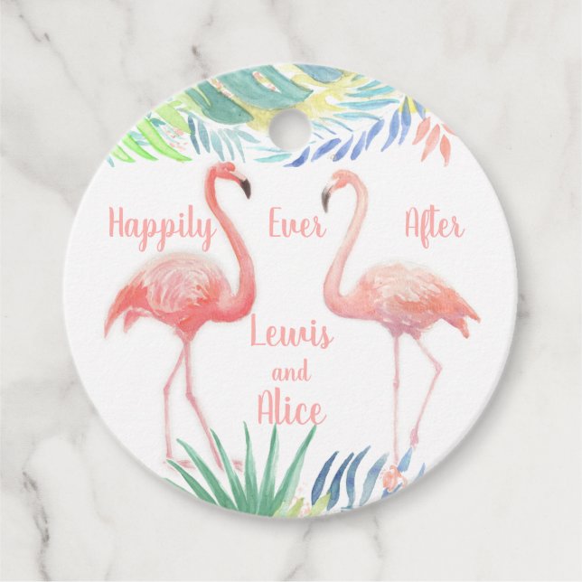 Alles Gute nach - Märchen für zwei Flamingo Geschenkanhänger (Vorderseite)