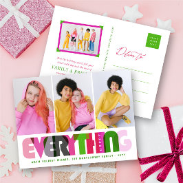 Alles Gute über die farbenfrohe Typografie Moderne Feiertagspostkarte