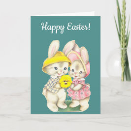 Alles Gute zu Ostern. Vintage Bunnies. Feiertagskarte