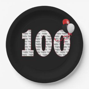 Alles Gute zum 100. Geburtstag auf der schwarzen P Pappteller