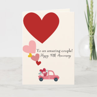 Alles Gute zum 10. Hochzeitstag Liebe & Freude Hoc Feiertagskarte