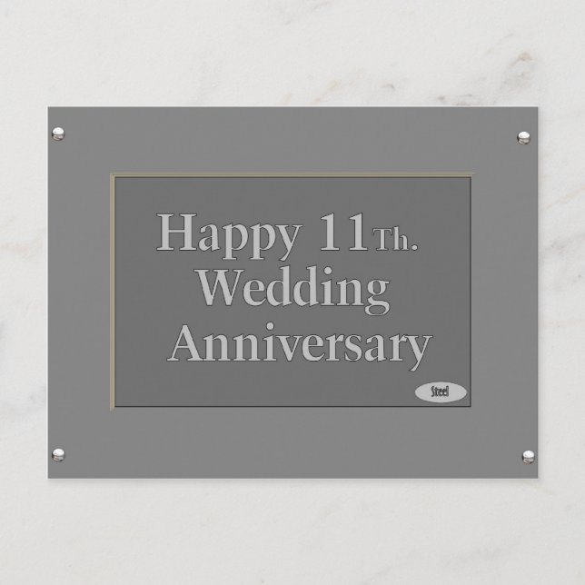 Alles Gute zum 11. Hochzeitssaison Stahl Postkarte (Vorderseite)
