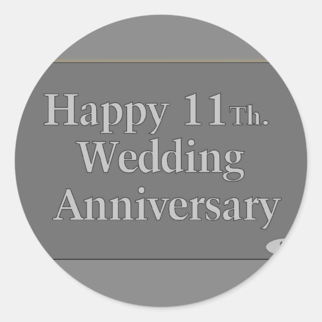 Alles Gute zum 11. Hochzeitssaison Stahl Runder Aufkleber (Vorderseite)