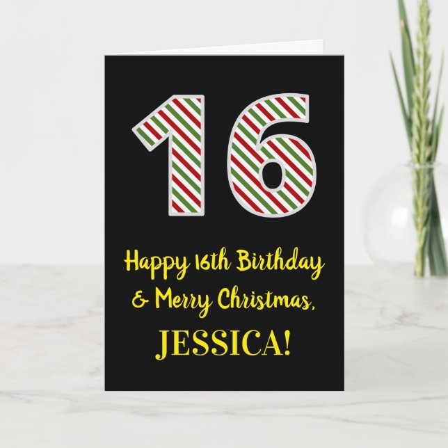 Alles Gute zum 16. Geburtstag & Frohe Weihnachten, Karte (Vorderseite)