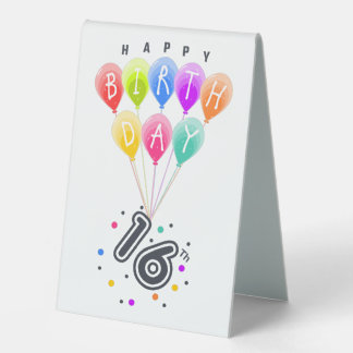 Alles Gute zum 16. Geburtstag mit farbenfrohen Bal Tischaufsteller