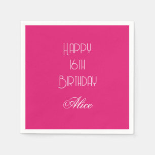Alles Gute zum 16. Geburtstag Pink White Benutzerd Serviette