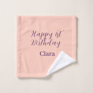 Alles Gute zum 1. Geburtstag orange lila Boho Retr Waschlappen
