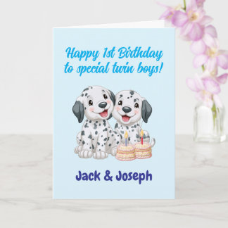 Alles Gute zum 1. Geburtstag, Zwillingsjungen, süß Karte