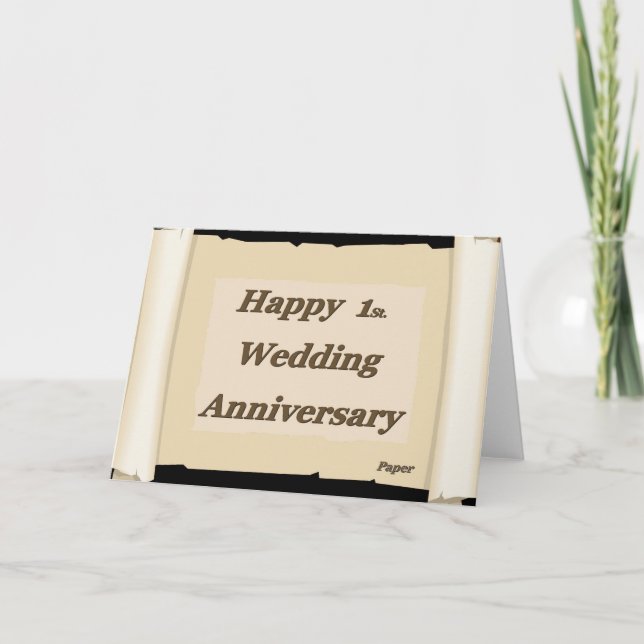 Alles Gute zum 1. Hochzeitspapier Karte (Vorderseite)