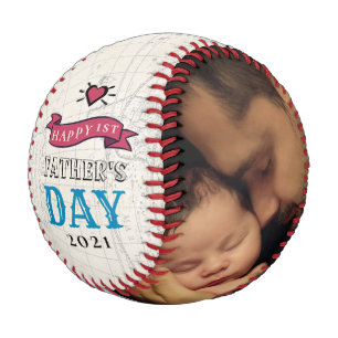 Alles Gute zum 1. Vatertag Vintage-Karte Dad Baby  Baseball