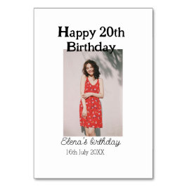 Alles Gute zum 20. Geburtstag Foto modern, schlich Tischnummer