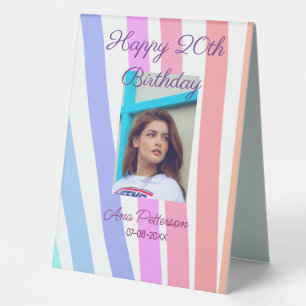 Alles Gute zum 20. Geburtstag Regenbogen rustikale Tischaufsteller