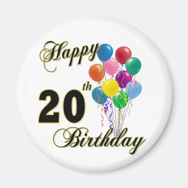 Alles Gute zum 20. Geburtstag und Geburtstagskleid Magnet (Vorne)