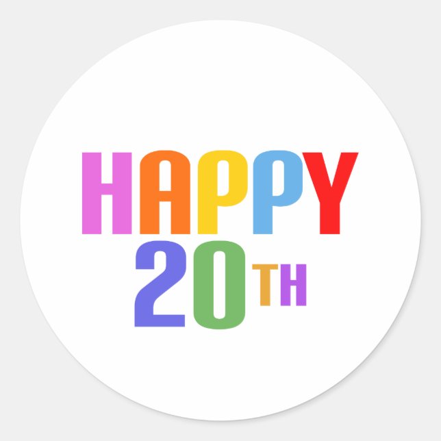 Alles Gute zum 20. Runder Aufkleber (Vorderseite)