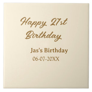 Alles Gute zum 21. Geburtstag braun Pastell Gelb N Fliese