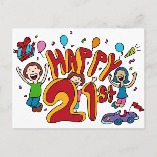 Alles Gute zum 21. Geburtstag Cartoon Postkarte