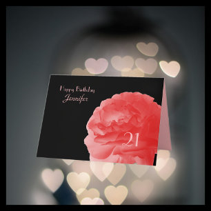Alles Gute zum 21. Geburtstag, Korallenrosa Rose G Karte