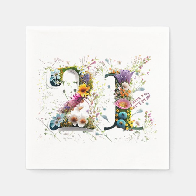 Alles Gute zum 21. Geburtstag Wildblumen Herzlich  Serviette (Vorderseite)