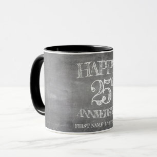Alles Gute zum 25. Jubiläum auf Kreidebrett Tasse