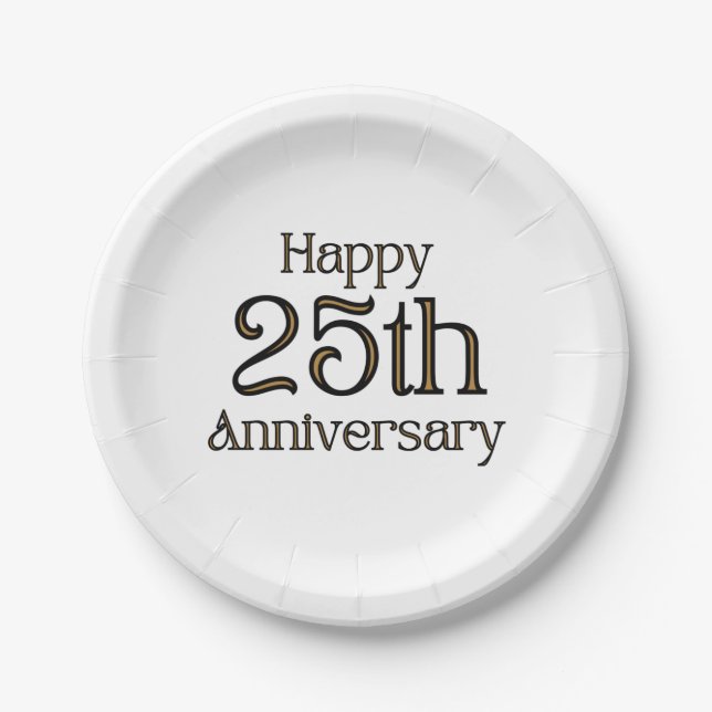 Alles Gute zum 25. Jubiläum Paper Tellers Pappteller (Vorderseite)
