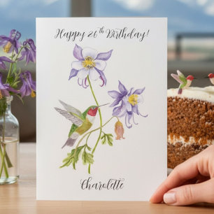 Alles Gute zum 26. Geburtstag Columbine mit Kolibr Karte
