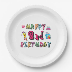 Alles Gute zum 2. Geburtstag. 2. Geburtstag. Pappteller