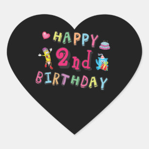 Alles Gute zum 2. Geburtstag. 2 Jahre b-Tag. Herz-Aufkleber