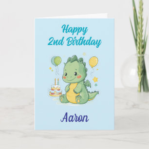 Alles Gute zum 2. Geburtstag, Süßer Drache, Person Karte