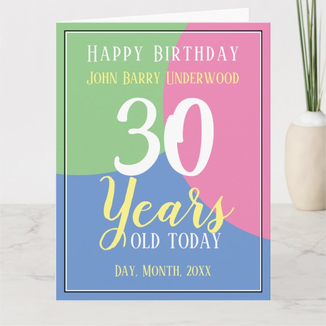 Alles Gute zum 30. Geburtstag Karte (Vorderseite)