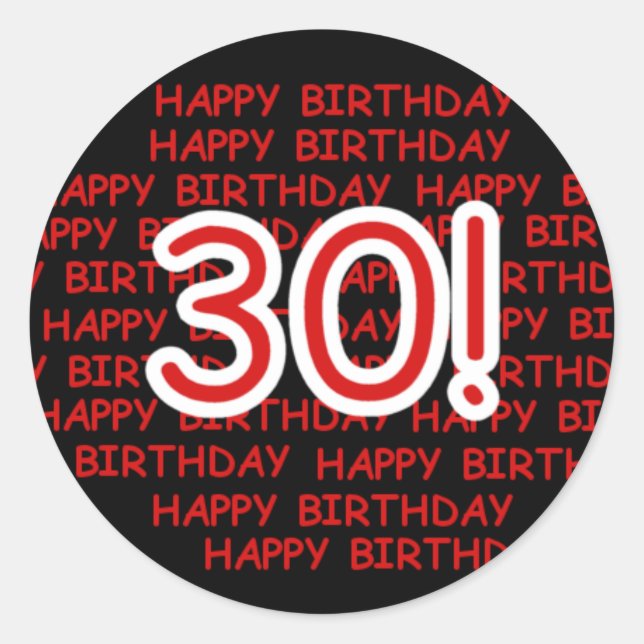 Alles Gute zum 30. Geburtstag Runder Aufkleber (Vorderseite)