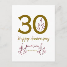 Alles Gute zum 30. Hochzeitstag Name Datum goldene