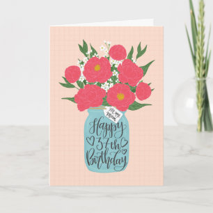 Alles Gute zum 37. Geburtstag, Mama, mit Mason-Gla Karte