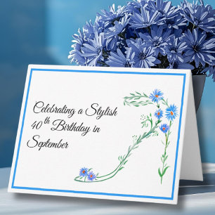 Alles Gute zum 40. Geburtstag im September, Blaue  Karte