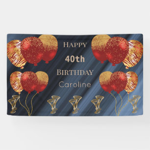 Alles Gute zum 40. Geburtstag mit Glitter Gold Rot Banner