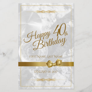 Alles Gute zum 40. Geburtstag mit goldenem Bogen