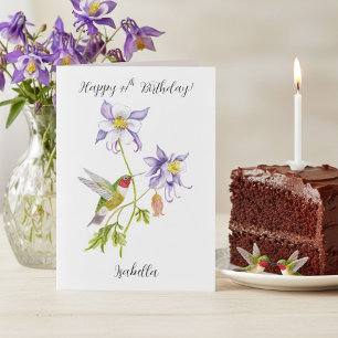 Alles Gute zum 44. Geburtstag Columbine mit Kolibr Karte