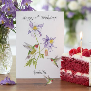 Alles Gute zum 45. Geburtstag Columbine mit Kolibr Karte