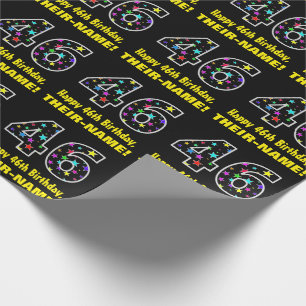 Alles Gute zum 46. Geburtstag, Fun Colorful Stars Geschenkpapier