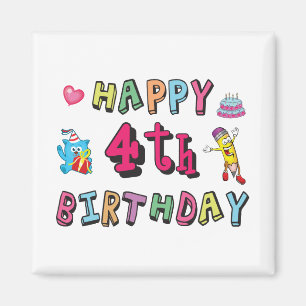 Alles Gute zum 4. Geburtstag. 4 Jahre täglich. Magnet