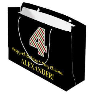 Alles Gute zum 4. Geburtstag & Frohe Weihnachten,  Große Geschenktüte