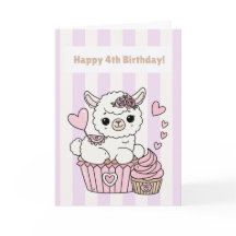 Alles Gute zum 4. Geburtstag Süße Llama Mädchen Ka
