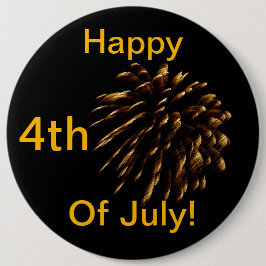 Alles Gute zum 4. Juli! Goldenes Feuerwerk Button
