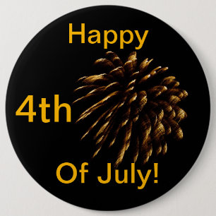 Alles Gute zum 4. Juli! Goldenes Feuerwerk Button