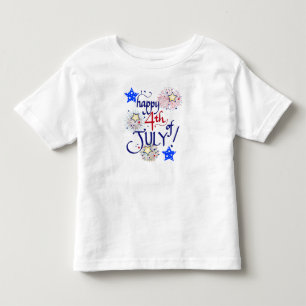 Alles Gute zum 4. Juli! mit Feuerwerk und Sternen Kleinkind T-shirt